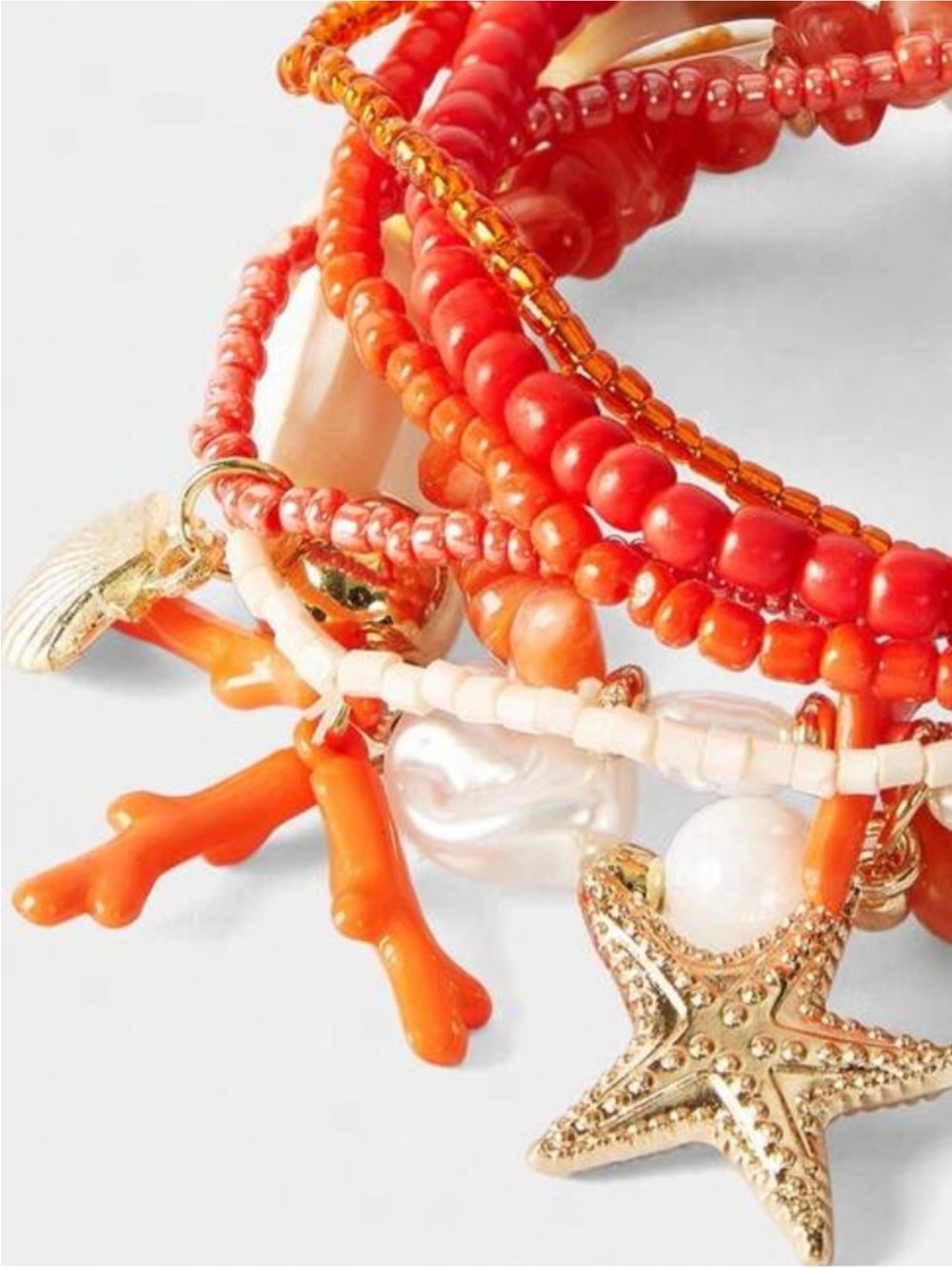 New! Coastal Tangerine Orange Beaded Bracelet Stack Set NWOT 5017 - Picture 2 of 3